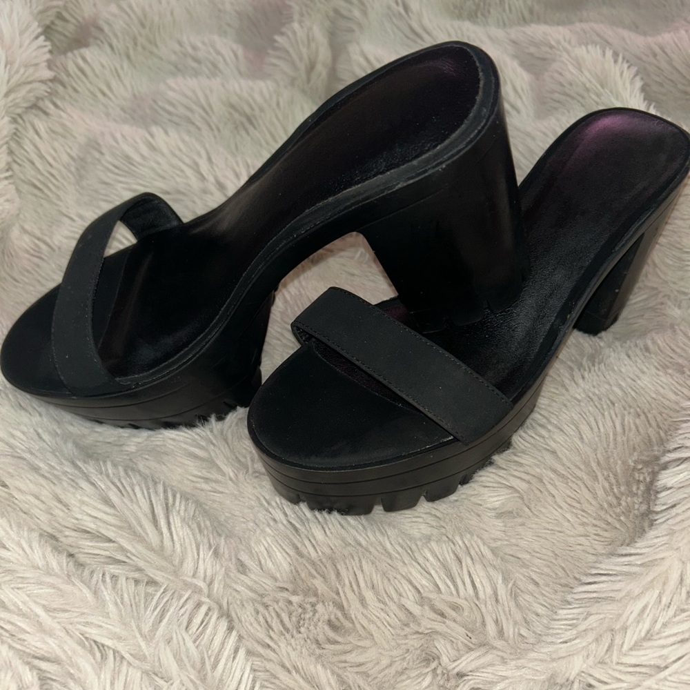 Black Platform Slide Heels